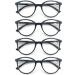 MODFANS Set of 4 Reading Glasses Round Men Women Good Glasses High Quality Fashion Comfortable Great Reading Aid +3.50 4 Black