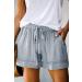 Women's Comfy Drawstring Elastic Waist Shorts | Summer Beach Lightweight Pants with Pockets - Light Blue - Buy Online on GoSupps.com