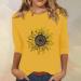 biJerou Women s 3/4 Sleeve Sunflower Print Top - Casual Summer T-Shirt in Yellow XL - Perfect for Every Occasion - Buy Online on GoSupps.com
