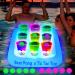 Six Senses Media 23x23 Inch Glowing Tic Tac Toe Pool Party Rack Floating Beverage Pong Rafts, Swimming Pool Pong Game and Drink Holder, Includes 1 Rafts 9 Cups and 10 Pong Balls, Flashing Color