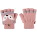 Kids Puppy Flip Top Knitted Half Finger Gloves | Toddler 3-8 Yrs | Fox/Pink - Buy Online on GoSupps.com