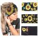 Fashey Bohemian Headbands for Women Wide Head band Printed Bandeau Stretch Fabric Hair Wraps Yoga Workout Hair Wraps Wide Sunflower Hair Bands Fashion Hair Accessories for Woman and Girls 3 Pack (Type A)