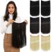 Yamel Invisible Wire Hair Extensions 16 Inch Natural Black Long Silky Straight Synthetic Hairpieces Secret Hair Extensions for Women Black 16 inch