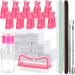 FANDAMEI Nail Polish Gel Remover Tools Kit with Nail Clips, 100ml Nail Polish Remover Bottle, 500 Nail Remover Cotton Pad, Nail Brush, Cuticle Pusher, Cuticle Peeler, 100/180 Nail File,Buffer Block Pink