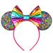 Mouse Ears Headbands Shiny Bows Mouse Ears Glitter Party Princess Decoration Cosplay Costume for Baby Kids Girls & Women (Magic rainbow-1)
