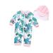 BONVERANO Baby Girls Swimsuit Toddler Bathing Suit Full-Length Zipper One Piece Swimwear with UPF 50+ Sun Protection Banana Leaf 12-18 Months