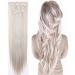 S-noilite 66cm smooth 8 Part Set Clip in Extensions Hair extension hair parts gray blonde mix silver gray 66 cm (8 Pack) Ashblonde Mix silver gray