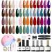 Modelones Gel Nail Kit 28 Colors Fall Winter Gel Nail Polish Set with Lamp Starter Kit No Wipe Base & Top Coat Bond Primer Diy Home Nail Curing Gifts For Women Green Red