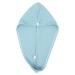 Hair Drying Towel Hair Turban Towel with Button Waffle Long Hair Head Turban Wraps Shower Turban for Women Wet Hair Blue