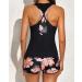 Yonique Women's 3-Piece Athletic Tankini Swimsuit Set - X-Large Pink Floral & Black - Buy Online on GoSupps.com