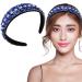 Rhinestone Wide Headband Blue Crystal Hairband Sparkle Diamond Head Bands Retro Jewelled Headhoop Glitter Wedding Birthday Parties Banquet Accessory for Women Girls