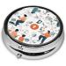 I Love The 90s Illustration Round Pill Box - 3 Compartment Mini Travel Medicine Organizer | Decorative Pocket Purse for Vitamins & Tablets - Buy Online on GoSupps.com