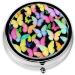 Butterflies Printed Mini Round Pill Box | 3 Compartment Medicine Organizer | Travel Pill Case for Home & Office - Buy Online on GoSupps.com