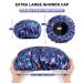 Terry Cloth Lined Shower Cap - YIZIJIZI Triple Layer Waterproof Reusable Cap for Long Thick Hair, Blue Flower & Leaf Design - Buy Online on GoSupps.com