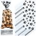 100 Pieces Pet Paw Print Cone Cellophane Bags Heat Sealable Candy Bags Dog Paw Gift Bags Cat Treat Bags with 100 Pieces Silver Twist Ties for Pet Treat Party Favor Black