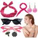 Polka Dot Headband - Headband Drop Earrings Set for 1950s Outfits - Print Dangle Earrings with Vintage Hair Bands Chiffon Scarf Cat Eye Glasses Hot Pink One Size - Buy Online on GoSupps.com