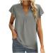 Women's Ruffle Short Sleeve V Neck Tunic Top - Solid Color Blouse, Casual Summer Style - XX-Large - Buy Online on GoSupps.com