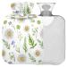 NAANLE hot water bottle with cover watercolor daisies transparent hot water bottle 2 l large warm-up bag for menstrual cramps pain relief handfoots heat and cold therapy
