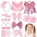 24PCS Girls Hair Accessories Set Pink Bows Hair Ties Baby Hair Cips for Girls Kids Barrettes Hairpins Bow Hair Accessories for Girls Teens Toddlers