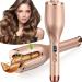 Automatic Curling Iron 4 Temperatures & 8 Timers Hair Curler with LED Display 15s Rapid Heating 1 inch Barrel Anti Tangle Rotating Curling Wand for All Hair Types Rose Gold
