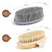 Set of 2 Body Brush for Exfoliation & Circulation Boost - Natural Bristle Dry Skin Brush & Soft Silicone Scrubber for all Skin Types - Gray/Brown - Buy Online on GoSupps.com