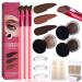 EZGHAR Home Eyebrow Care Kit 4d Laminated 4D Laminated Brow Home-Grooming Kit Multi-function Eyebrow Concealer Contour Brush 4D Hair Stroke Brow Stamp Brush-Waterproof and Long Lasting (3PCS)