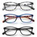 Yuluki 3 Pack Reading Glasses Blue Light Blocking,Lightweight Comfortable Rectangle Readers for Men Women,Fashion Eyeglasses 2.75 +2.75 3 Pack Mix
