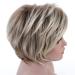 Rosa Star Short Wig Ombre Brown Mixed Blonde Hair Wigs Natural Curly with Bangs Synthetic Hair Fibers Heat Resistant Full Wig for Women Ombre Blonde