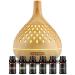 Ubegood 400ml aroma diffuser with 6 * 10ml essential oils set ultrasound humidifier bpa-free aromatherapy diffuser with 7 colors LED for home yoga office spa bedroom etc.