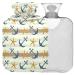 Naanle stripes Sea esters anchor hot water bottle with reference transparent hot water bottle 1l of warm head for bed hand feet warmer pain relief heat and cold therapy
