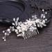 Bridal Flower Side Hair Clips Pearl Flower Hair Piece Wedding Hair Accessories for Brides Bridesmaid Girls Women