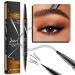 CHAKAE 2 in 1 Liquid Eyebrow Pencil Dual-ended with Four Fork Tips for Natural Eyebrows, Waterproof and Sweatproof for Women