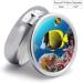 Round Tropical Fish Print Pill Box | 3 Compartment Portable Medicine Organizer - Stylish Metal Design - Buy Online on GoSupps.com