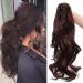 Claw On Ponytail Extension Matte Material 18 Inch/45cm Curly Wavy Clip In Pony tail Synthetic Hairpiece Wine Red 18 Inch Wine Red