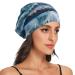 Women's Satin Lined Sleep Cap Elastic Vintage Boho Floral Pink Chemo Headwear Slouchy Night Beanies for Curly Hair Fog Forest97