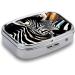 Stylish Zebra Print Pill Box - 2 Compartment Portable Pill Organizer | Decorative Metal Case for Pocket or Purse - Buy Online on GoSupps.com