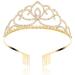 FASOTY Gold Crystal Tiara Crowns for Women Girls Princess Elegant Bridal Crown with Combs Tiaras for Women Headbands Wedding Cosplay Valentine's Bachelorette Prom Birthday Pageant Party Gift Hair Accessories