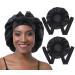 Ebonnt 2 pieces satin bonnet sleeping hood adjustable silk bonnet hood silk curls breathable silk sleeping cap sleeps soft satin hood for women girls l-xl 2 black