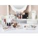 Lewondr Marble White Makeup Organizer - 12 Lipstick Slots, 4 Compartments Cosmetic Storage Display Case with Gold-Stamped Edges - Ideal for Lipsticks, Brushes - 8.5x4.7 Inches - Buy Online on GoSupps.com