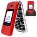 USHINING Senior Flip Mobile Phone Big Button Mobile Phone For Elderly Dual SIM Unlocked Card Long Standby with 2.8" Large Screen | SOS Button| FM Radio | Torch and Charging Cradle (Red)