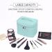 Large Aqua Green Makeup Bag Organizer - Travel Cosmetic Case with Mesh Brush Holder - Buy Online on GoSupps.com