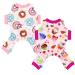 Sebaoyu 2 Pieces Dog Pajamas for Small Dogs, Winter Warm Fleece Chihuahua Sweater Pet Puppy Clothes Onesies Outfit Female Bodysuit Extra Small Doggy Costume Cat Clothing Duck Polka Dots (Small) Small donuts, ice cream