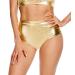Vinaderhom Women's Metallic Booty Shorts Shiny High Waisted Rave Dance Bottoms Small Gold