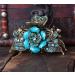 Retro Rose Flower Hair Claw with Turquoise Detail - Blue | Fashion Hair Clip Barrette for Women - Buy Online on GoSupps.com