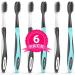 Nuva Dent Ultra Soft Charcoal Toothbrush - Gentle  Slim Brush Head  Medium Tip - Clean Plaque  Whiten Teeth - Works Well w/Activated Charcoal Toothpaste or Teeth Whitening Products  6 Pack 6 Count (Pack of 1) Ultra Soft