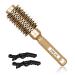 VISCAL Nano Thermal Ceramic & Ionic Round Hair Brush Large Round Hair Brush with Boar Bristle 2.4 inch, for Hair Drying, Styling, Curling, Adding Hair Volume and Shine, Gold Brown. 2.4 Inch Barrel 1.3 Inch