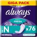Always Dailies Fresh Panty Liners Women Normal (76 Pads) Gigapack Unscented 76 pieces (1 pack) NEW