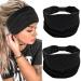 Hjiaruiky Wide Headbands for Women Thick headbands Head bands for Womens' hair Boho Black Workout headbands for Women Stretchy Cloth Yoga Bandana Headbands Fashion Hair Bands Women Black2 Black+Black