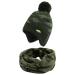 XIAOHAWANG Knitted Baby Hat Winter Warm Boys Girls Beanie Fleece Lining Toddler Kids Hat with Pompom 4-7 Years Army Green Hat+Scarf