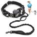 Belt bag with jogging leash for dogs with reinforced stitches and shock-absorbing bungee leash Black - Blue
